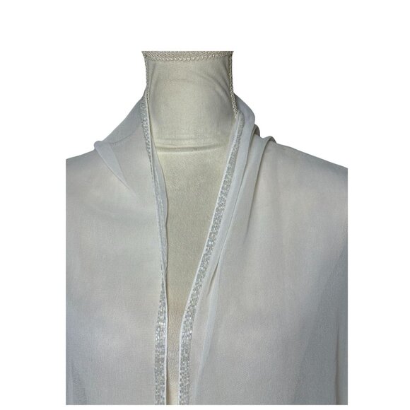 Cezon Sheer White Wrap Shawl Rhinestone Accent Evening Wrap Holiday Sparkle - Picture 4 of 5